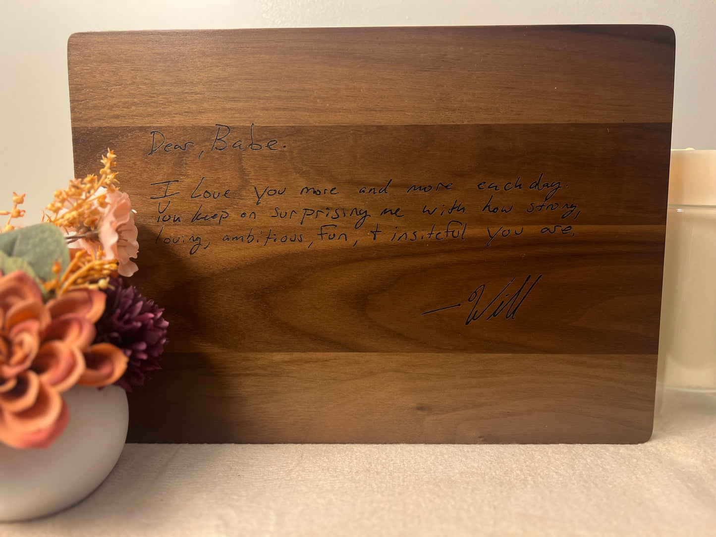 Hand Written Note Cutting Board That Keeps Memories At A Touch