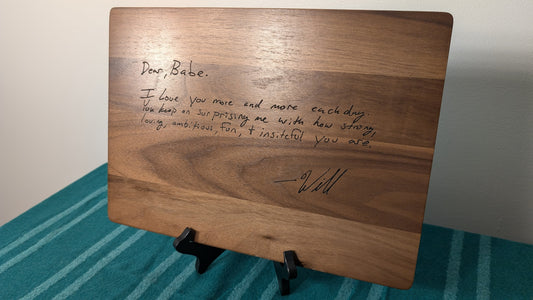 Hand Written Note Cutting Board That Keeps Memories At A Touch
