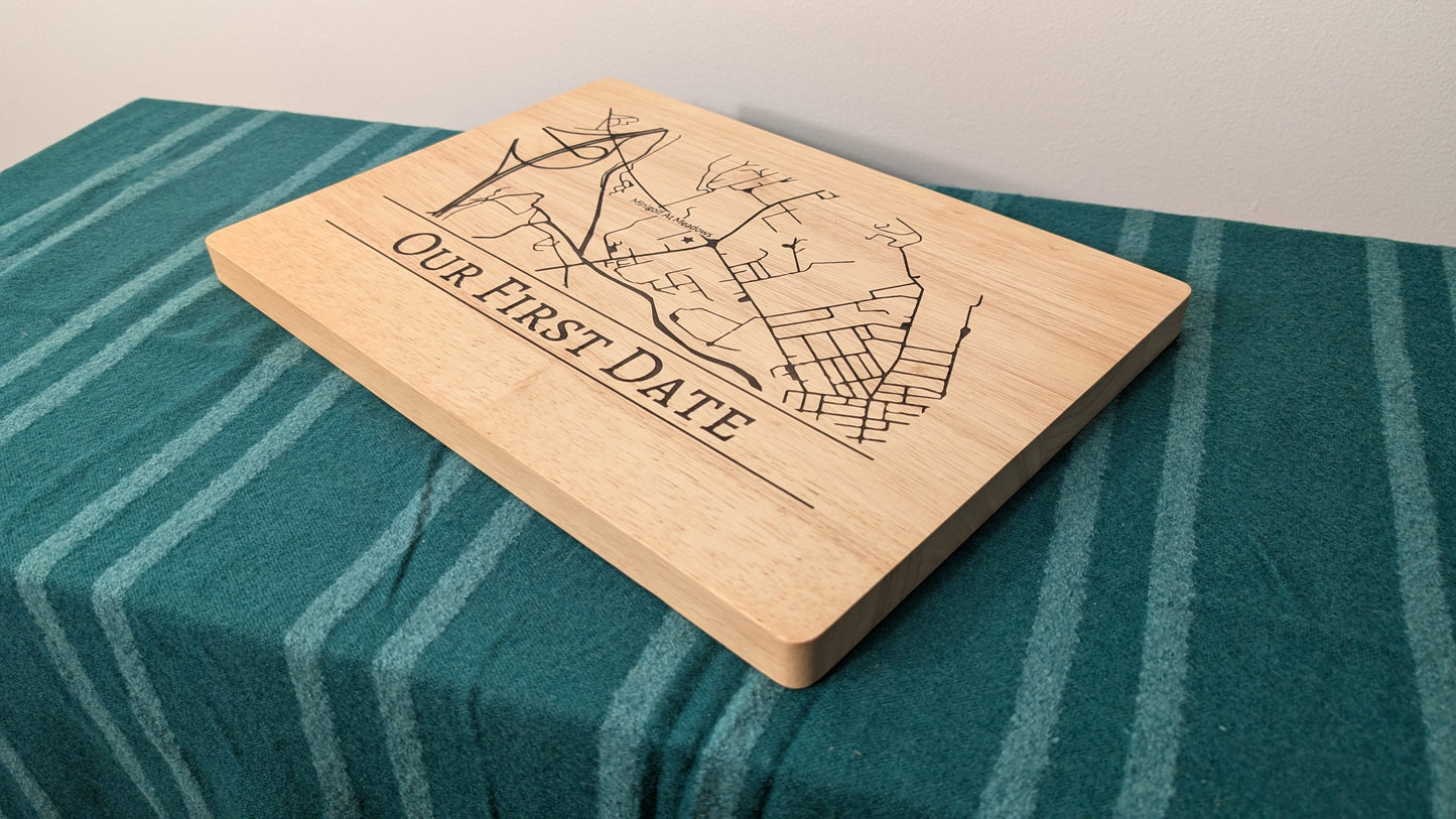 Map Of Special Location Cutting Board That Keeps Memories At A Touch